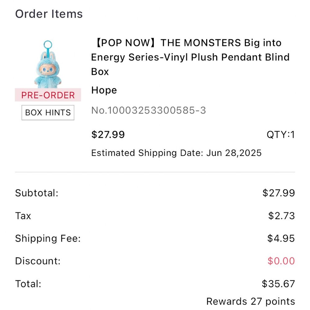 Labubu Big Into Energy HOPE